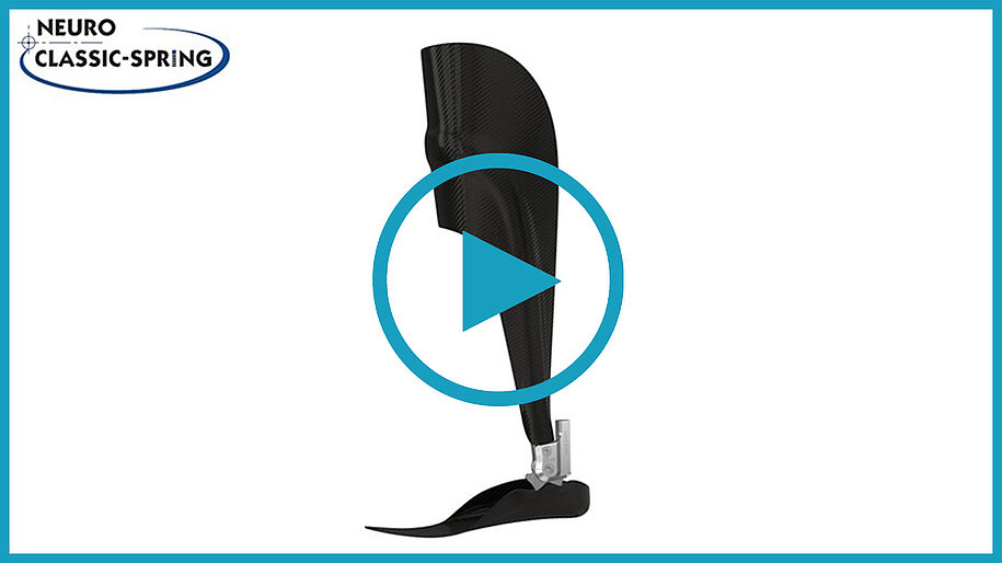 Vidéo décrivant la modularité plug + go. La fonction fonction de releveur de pied d’une orthèse orthèse de releveur de pied orthèse de péroné montant de releveur de pied montant de péroné peut être modifiée en remplaçant l’ensemble fonctionnel, car les éléments fonctionnels peuvent être remplacés via l’ensemble fonctionnel aussi bien dans une AFO que dans une KAFO. L’exemple montre l’articulation d’orthèse NEURO CLASSIC SPRING en cas de paralysie des fléchisseurs dorsaux, ce qui conduit à un pied ballant pied bot équin.