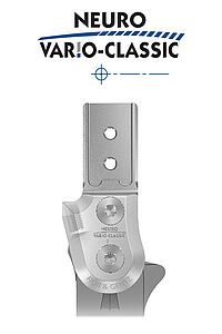 NEURO VARIO CLASSIC articulation articulation d’orthèse articulation modulaire pour la fabrication d’une orthèse pour guider stabiliser l’articulation de la cheville avec butée dorsale statique réglable par limage et ajustage précis via la vis de réglage sur orthèse 
